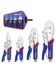 WORKPRO Juego de Pinzas de Bloqueo 4 Piezas 14-23 cm Ergonómicas