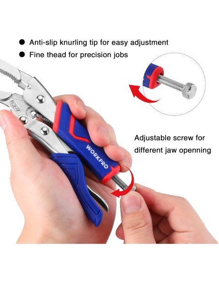 WORKPRO Juego de Pinzas de Bloqueo 4 Piezas 14-23 cm Ergonómicas