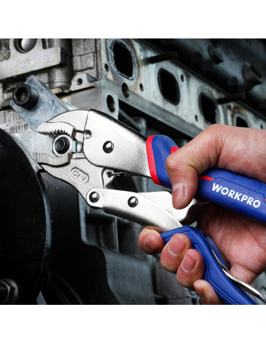 WORKPRO Juego de Pinzas de Bloqueo 4 Piezas 14-23 cm Ergonómicas