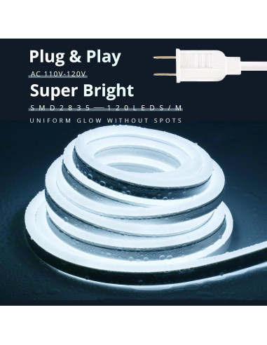 Tira LED de Neón Areful 5m Blanca Diurna Impermeable 600 LEDs