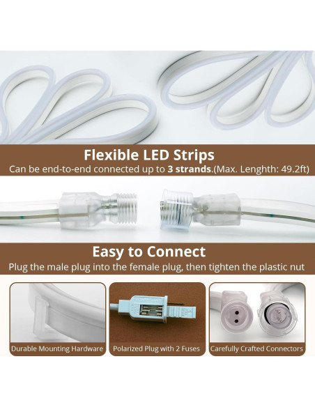 Tira LED de Neón Areful 5m Blanca Diurna Impermeable 600 LEDs