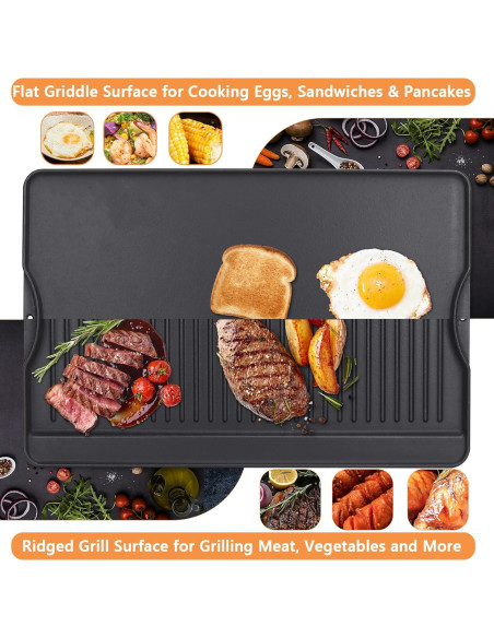 Plancha BBQ Reversible PETKAO 14" x 16" Hierro Fundido