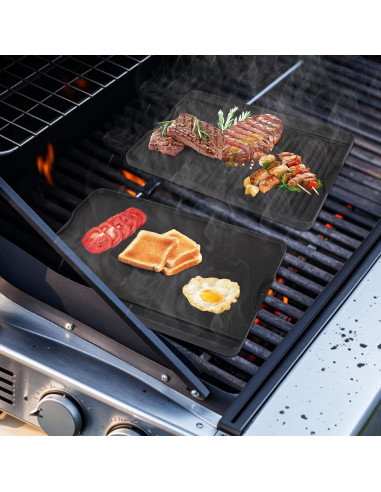 Plancha BBQ Reversible PETKAO 14" x 16" Hierro Fundido