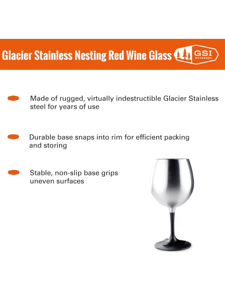 Vaso de Vino Anidado GSI Outdoors 450 ml Acero Inoxidable