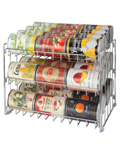 Estante Organizador de Latas Detalles de Cocina 3 Niveles Cromo