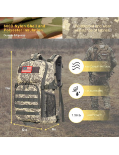 Mochila Escolar Táctica HYSANOG 30L Camuflaje con USB 2