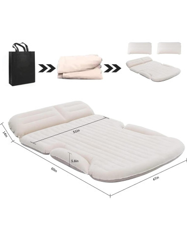 Colchón de Aire SUV KMZ Doble Cara con 2 Almohadas y Bomba