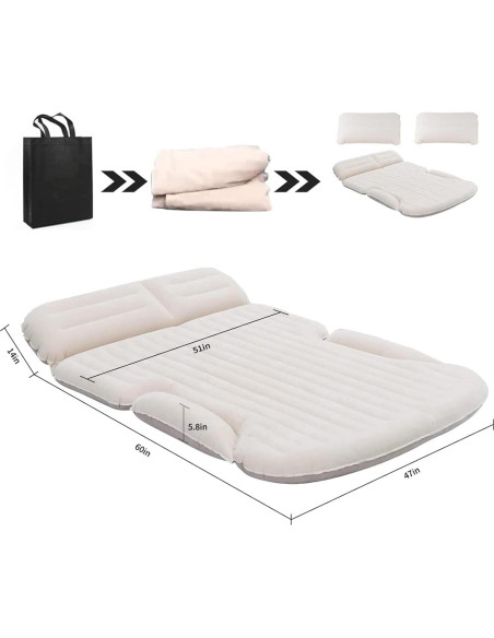 Colchón de Aire SUV KMZ Doble Cara con 2 Almohadas y Bomba