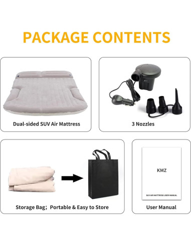 Colchón de Aire SUV KMZ Doble Cara con 2 Almohadas y Bomba