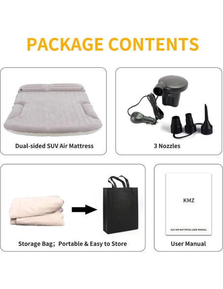 Colchón de Aire SUV KMZ Doble Cara con 2 Almohadas y Bomba