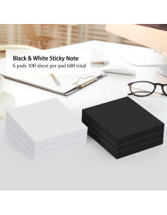 Notas Adhesivas NatureTouch 6 Piezas 3x3" Negro y Blanco 2