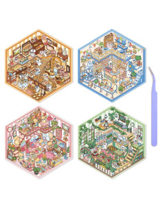 Pegatinas 3D DIY emmoLife - Escenas de Casa, 4 Conjuntos