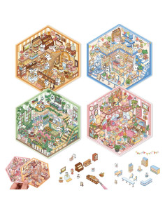 Pegatinas 3D DIY emmoLife - Escenas de Casa, 4 Conjuntos 2