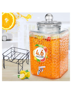 Dispensador de Bebidas de Vidrio Honeydak 17.4L con Grifo