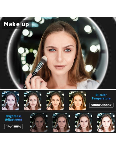 Anillo de Luz IVISII 19" Bi-Color 60W con Soporte y USB