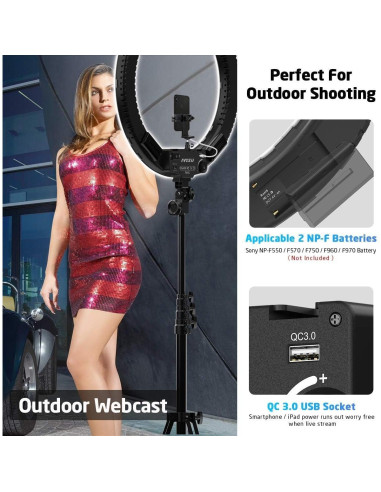 Anillo de Luz IVISII 19" Bi-Color 60W con Soporte y USB