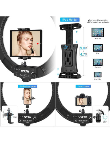 Anillo de Luz IVISII 19" Bi-Color 60W con Soporte y USB