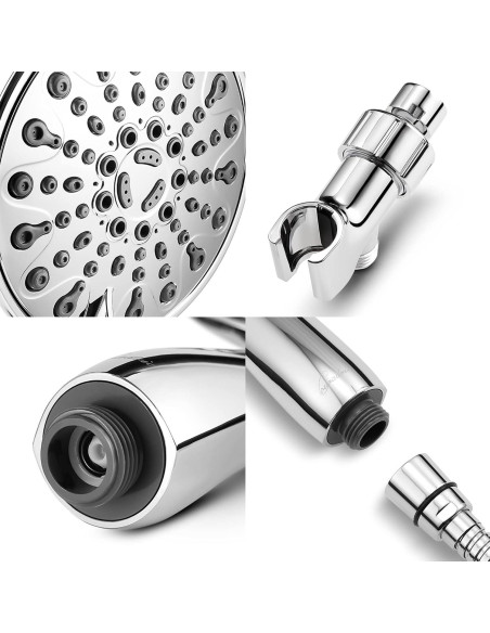 Cabezal de Ducha de Mano Couradric Cromo 6" 6 Modos Alta Presión