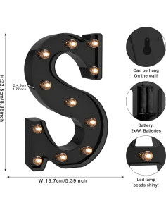 Luces de Letras LED Foaky Negras 22 cm para Decoración 2
