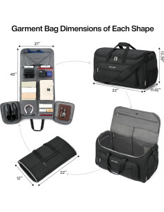 Bolsa de Ropa de Viaje MILADA 2 en 1 Plegable Negro 55L 2