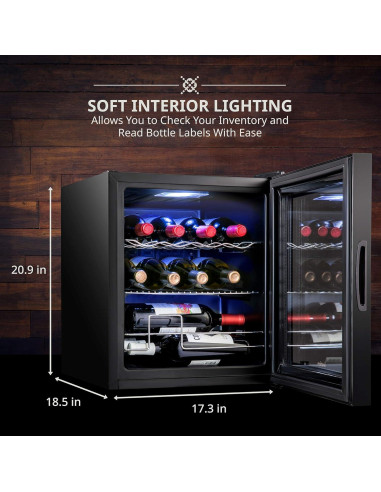 Enfriador de Vino Ivation 12 Botellas Compresor Digital 5-18C