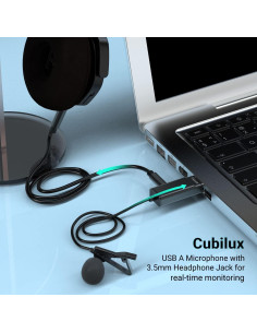 Micrófono Lavalier USB Cubilux Omnidireccional 1.52m Hi-Res 2