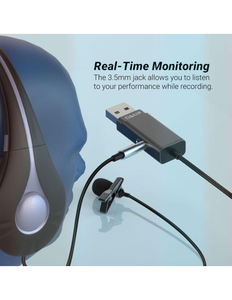 Micrófono Lavalier USB Cubilux Omnidireccional 1.52m Hi-Res