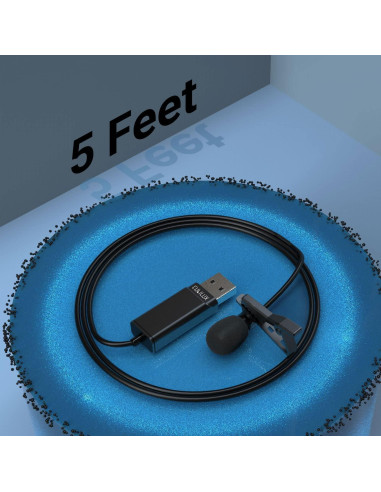 Micrófono Lavalier USB Cubilux Omnidireccional 1.52m Hi-Res