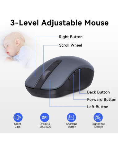 Combo Teclado y Ratón Inalámbrico AUSDOM S5 Pro - 98 Teclas