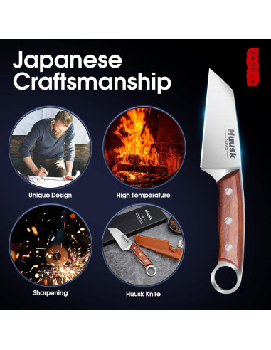 Cuchillo Huusk de Acero al Carbono 10.8 cm para Cocina y BBQ