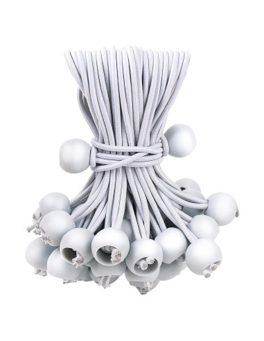 50 Cuerdas Bungee Skytened Blancas 10.16 cm Resistentes UV