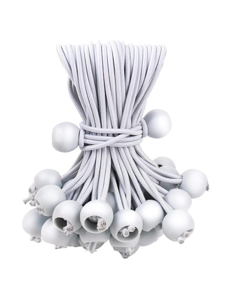 50 Cuerdas Bungee Skytened Blancas 10.16 cm Resistentes UV