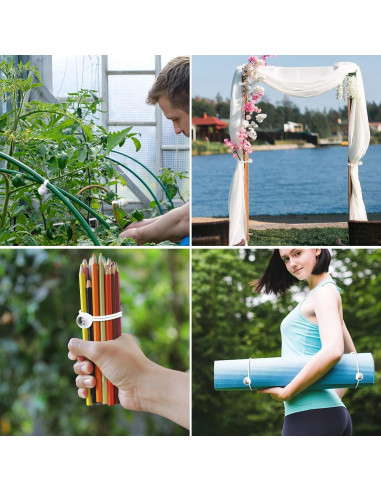 50 Cuerdas Bungee Skytened Blancas 10.16 cm Resistentes UV