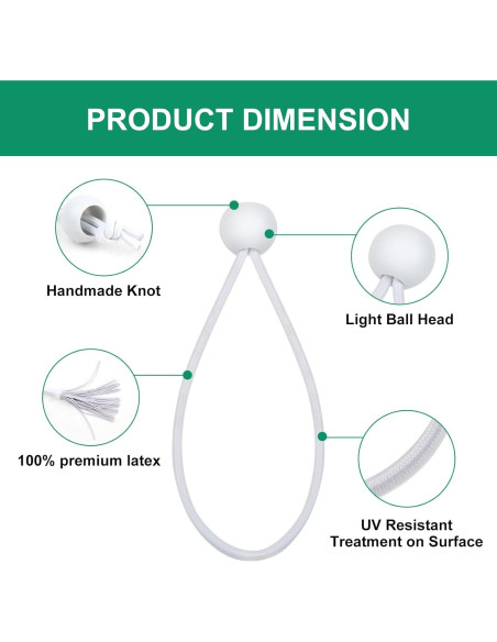 50 Cuerdas Bungee Skytened Blancas 10.16 cm Resistentes UV