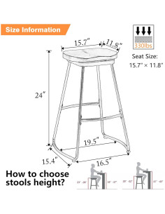 Set de 4 Taburetes de Bar Alunaune 60.96 cm Metal Marrón 2