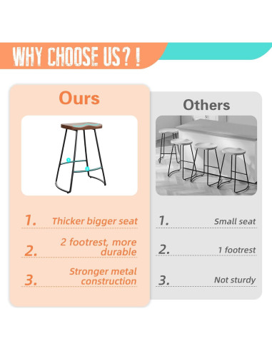 Set de 4 Taburetes de Bar Alunaune 60.96 cm Metal Marrón