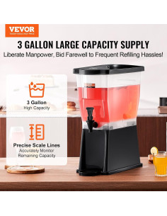Dispensador de Bebidas VEVOR 11.36L con Soporte y Tapa 2