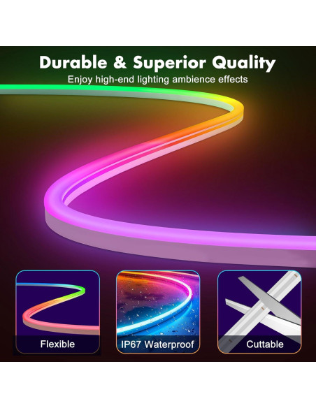 Luces de Neón LED LAFULIT 3m con Control Remoto y App