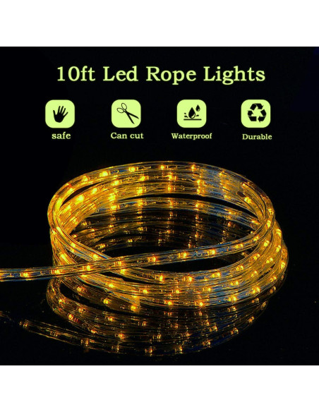 Cuerda de Luz LED 10 pies Buyagn Blanca Cálida Impermeable