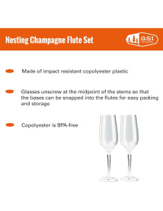 Juego de Copas de Champán Plegables GSI Outdoors 79332 177 ml 2