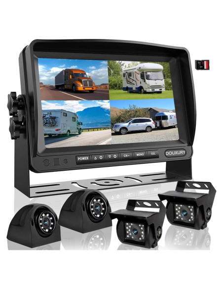 Sistema de Cámara de Respaldo DOUXURY 7" 1080P con 4 Cámaras AHD