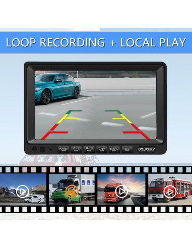 Sistema de Cámara de Respaldo DOUXURY 7" 1080P con 4 Cámaras AHD