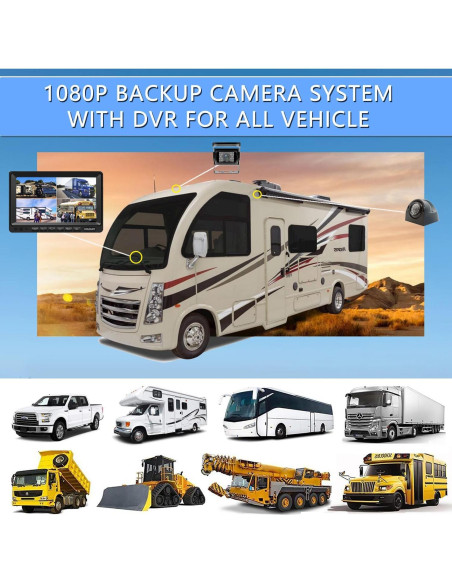 Sistema de Cámara de Respaldo DOUXURY 7" 1080P con 4 Cámaras AHD