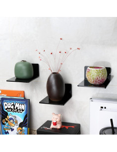 Estantes Flotantes de Acrílico Evron 2 Piezas 10.9x10.9cm Negro 2