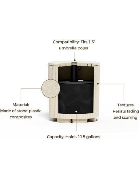 Base de Sombrilla FONTOI Rellenable 43L Beige para Patio