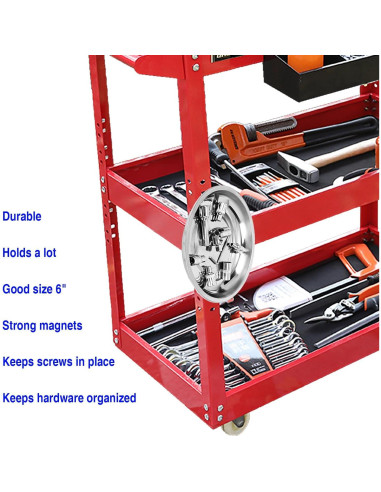 Bandeja Magnética Redonda Acero Inoxidable 3 Piezas 15.24 cm