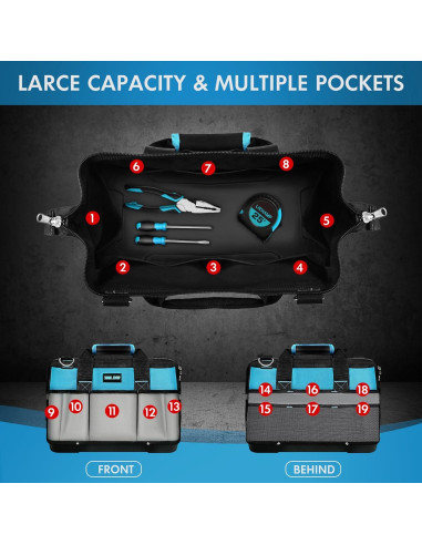 Bolsa de Herramientas 40 cm PREMJIN Azul con 23 Compartimentos