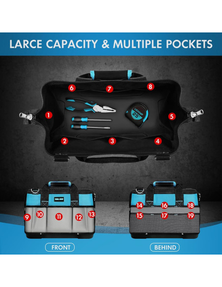 Bolsa de Herramientas 40 cm PREMJIN Azul con 23 Compartimentos