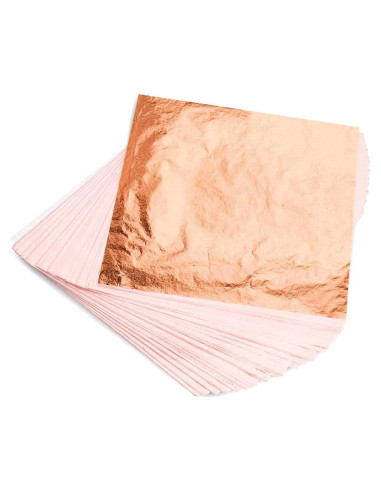 Hojas de Cobre Rosa Metálico KraftiSky - 100 Piezas 14x14 cm