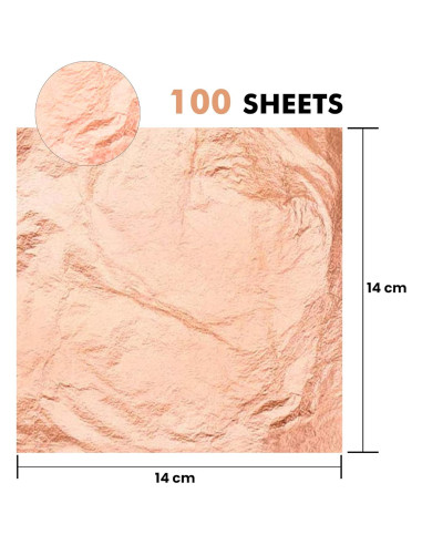 Hojas de Cobre Rosa Metálico KraftiSky - 100 Piezas 14x14 cm